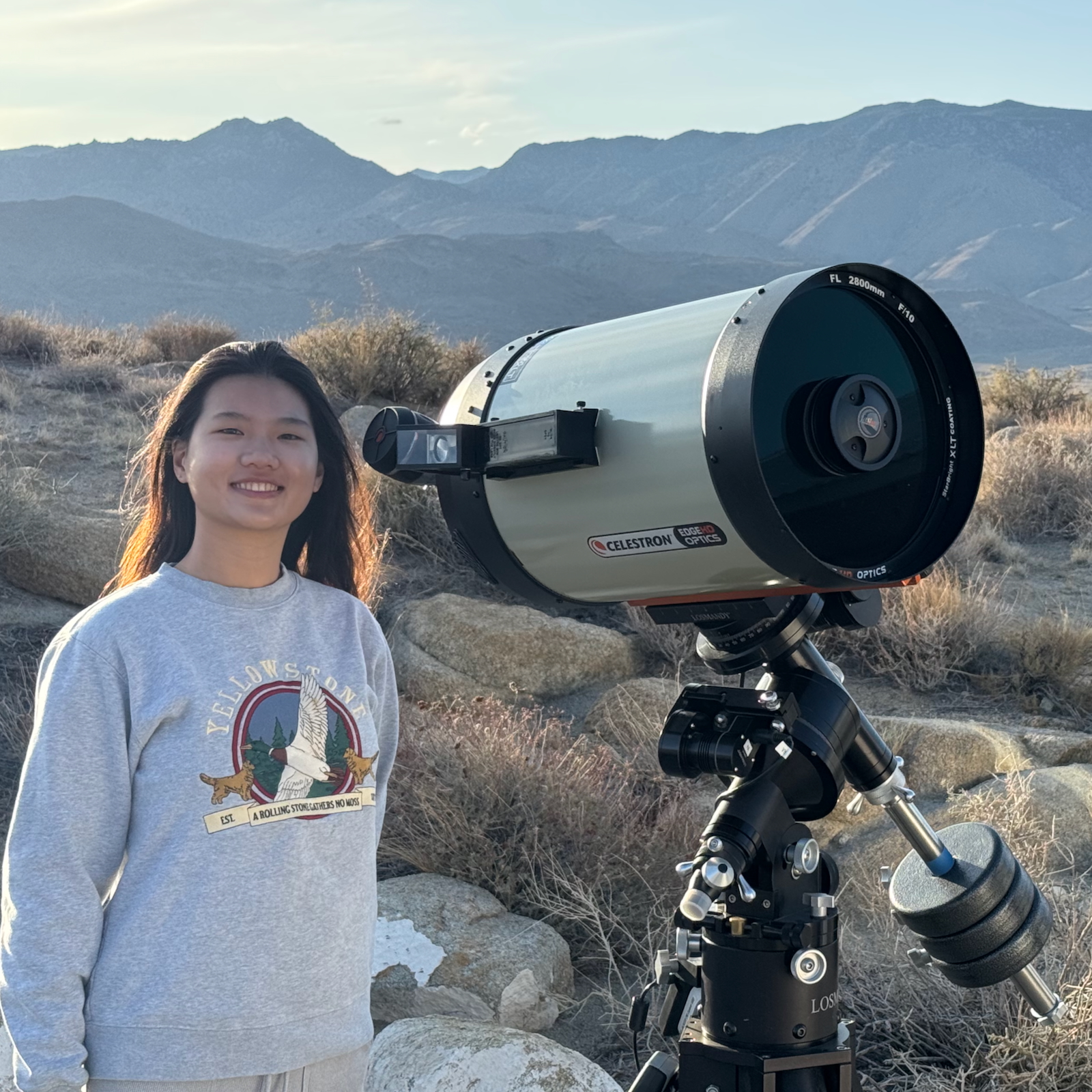 Hexi sets up the Deep Springs telescope